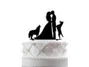 Wedding Cake Topper Groom and Bride with Two Big Dogs Silhouette Cake Decoration