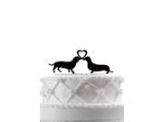 2 Dachshund Dogs Kissing in Heart Wedding Cake topper Anniversary Cupcake Cake Topper Decor