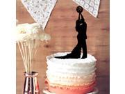 Funny Broom and Gride Holding Basketball Wedding Cake Topper