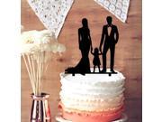Bride and Groom Hold Little Girl Together Family Anniversary Cake Topper