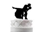 Bride and Groom Kissing Cake Topper Country Western Cow Boy Silhouette Wedding Cake Topper