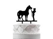 Rustic Wedding Silhouette Cake Topper Cowgirl and Horse Country Western Cake Topper