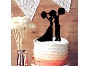 Groom and Bride in Love Kissing Weightlifting Crossfitters Wedding Cake Topper