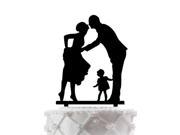 Funny Bride and Groom with Little Girl Silhouette Cake Topper Family Wedding Cake Topper Anniversary Memorial