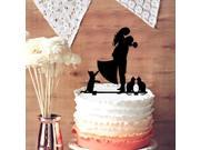 Groom Hold Bride with 3 Cat Wedding Party Acryilc Cake Topper