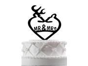 Deer Wedding Cake Topper Engraved MR MRS Cake Topper