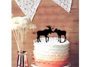 Funny Moose Bull Cow in Love Silhouette Wedding Cake Topper