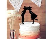 Funny Puzzle Groom and Bride Kissing Wedding Cake Topper