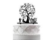 Rustic Bride and Groom with Blossom Tree Wedding Cake Topper Mr Mrs Wedding Cake Topper