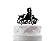 Groom and Bride Kissing Cake Topper Two Dogs with Mrs Mr Silhouette Wedding Cake Topper