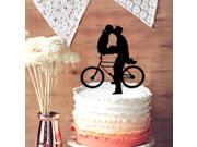Sweet Kissing Mr Mrs Wedding Cake Topper Kiss on Bicyle Wedding Cake Topper