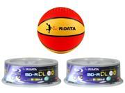 TWO RIDATA BLU RAY 6X 50GB INKJET BD R DL 25 Pack BUNDLED w Ridata Bluetooth Portable Speaker Basketball model