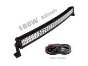 SLDX 32 180W Curved Led Light Bar Off Road Lights 10800LM Spot Flood Beam for SUV JEEP ATV 4WD TRUCK 12V 24V Accent lights IP67 with Wiring Harness