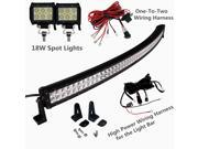 Sldx 52 300w Off Road Curved Led Light Bar 18000LM with 2pcs 4 18w Spot Led accent Lights for JEEP SUV ATV Truck Free Two Wiring Harness