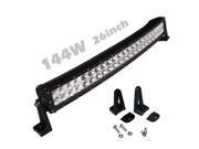 Sldx 26 144w Off Road Curved Led Light Bar Spot and Flood Combo Led Light Bar for Truck suv atv IP67 Free Two Wiring Harness 10 30v