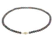 Black Peacock Freshwater Cultured Pearl 18 inch Necklace 6 7mm with 14K Yellow Gold Clasp