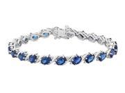 Created White and Blue Sapphire Bracelet 10.70 Carat ctw in Sterling Silver