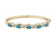 Blue Topaz Bangle with Diamonds in Sterling Silver with 14K Yellow Gold Plating
