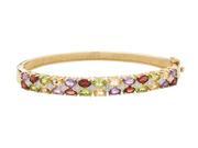 Amethyst Garnet Citrine and Peridot Bangle with Diamonds in Sterling Silver with 18K Yellow Gold Plating