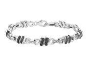 White and Black Diamond Infinity Bracelet in Sterling Silver