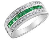Emerald Ring with Diamonds 7 10 Carat ctw in 10K White Gold
