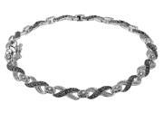 Infinity White and Black Diamond Bracelet 1 2 Carat ctw in Sterling Silver