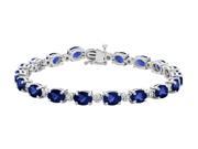 Created Sapphire Bracelet with Diamonds 15.80 Carats ctw in Sterling Silver