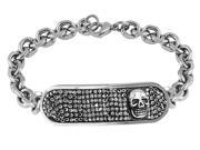 David Sigal Mens Skull Bracelet with Crystals in Stainless Steel
