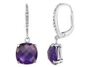 Checkerboard Amethyst Earrings with White Topaz 3.05 Carat ctw in Sterling Silver