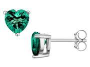 Created Emerald 5mm Heart Earrings 4 5 Carats ctw in Sterling Silver