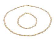 Braided Necklace and Bracelet Set in Sterling Silver with Tri Colored Gold Plating