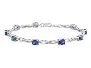Created Sapphire Infinity Bracelet with Diamonds 2.50 Carat ctw in Sterling Silver