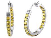 Citrine 2.40 Carat ctw In and Out Hoop Earrings in Sterling Silver