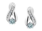 Aquamarine Infinity Earrings with Diamonds in Sterling Silver