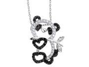 Cheryl M. Cubic Zirconia CZ CZ Panda Pendant Necklace in Sterling Silver with Chain