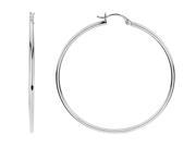 Large Classic 14K White Gold Hoop Earrings 2 Inches
