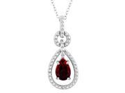 Garnet Pendant Necklace with Diamond Accent in Sterling Silver with Chain