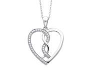 Hearts Joined Together Pendant Necklace in Sterling Silver with Chain