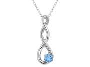 Blue Topaz Infinity Pendant Necklace with Diamond in Sterling Silver with Chain
