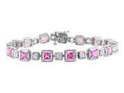 Created Pink and White Sapphire Bracelet 7.50 Carat ctw in Sterling Silver