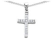 Diamond Cross Pendant Necklace 1 2 Carat ctw in 14K White Gold with Chain