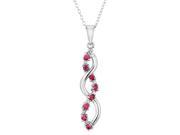 Created Ruby Infinity Pendant Necklace with Diamond accent 1 3 Carat ctw in Sterling Silver with Chain