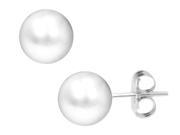 Gold Button Ball 6mm Stud Earrings in 14K White Gold