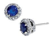 Cheryl M. Created Blue Sapphire Earrings with Cubic Zirconia CZ CZ in Sterling Silver