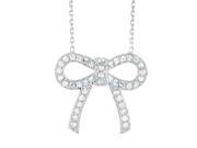 Crystal Bow Pendant Necklace in Sterling Silver