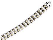 Stainless Steel Mens Gold Plated Bracelet 8.75 Inches