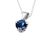 7mm Created Blue Sapphire Pendant Necklace in Sterling Silver with Chain