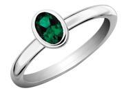 Created Emerald Ring 1 2 Carat ctw in Sterling Silver