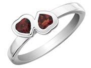 Garnet Double Heart Ring 1 2 Carat ctw in Sterling Silver