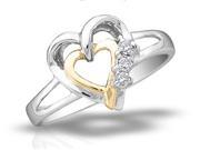 Diamond Heart Ring in Sterling Silver with 14K Yellow Gold Plating